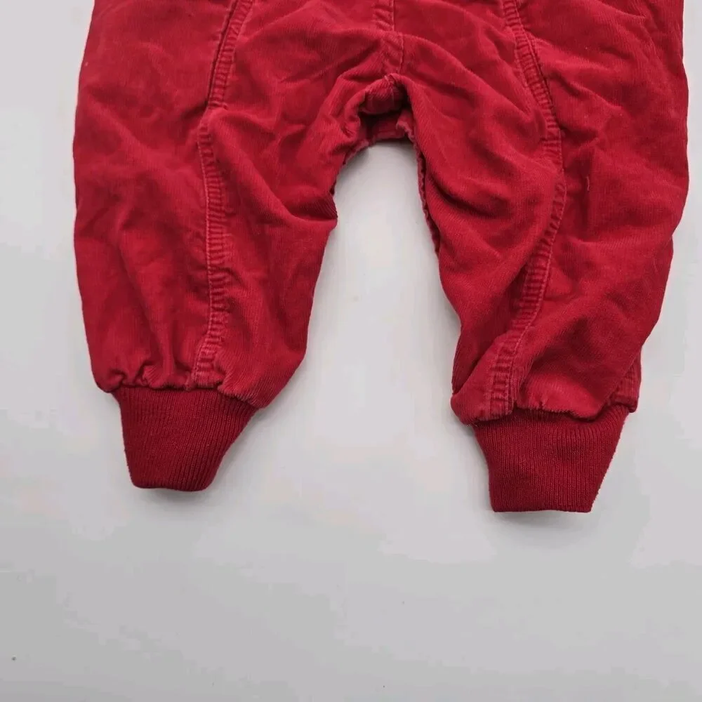 OshKosh Overalls Red Corduroy Baby 24 Months Bear Plaid Snap Button Vintage Rare